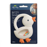 Itzy Ritzy Bitzy Shake silicone teether with cherry design and rattle feature for infants.