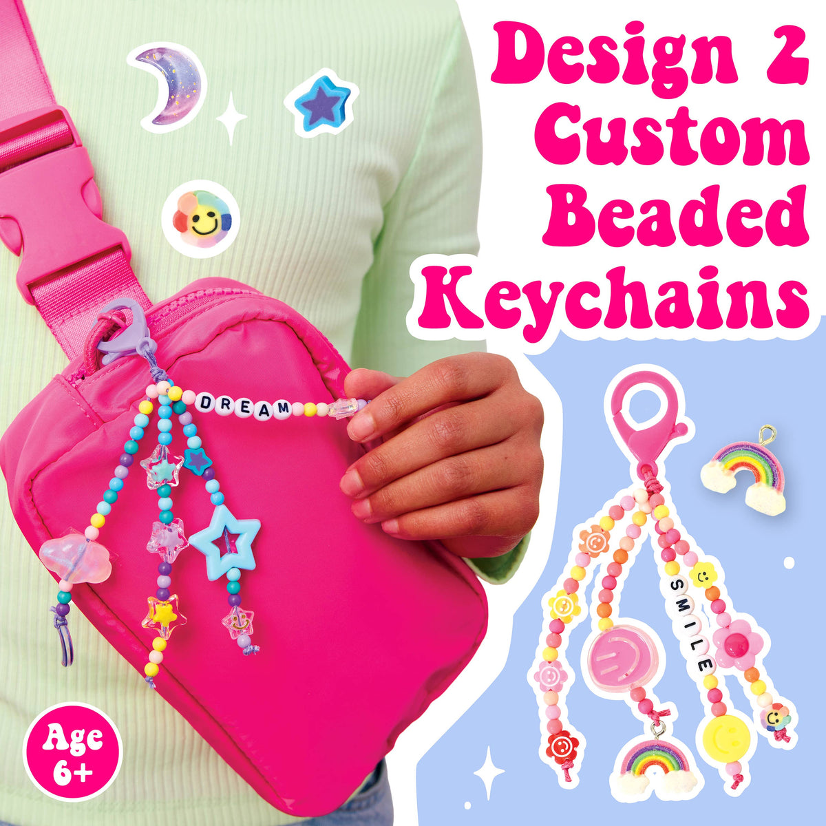 Mini Backpack Keychain Kit for Kids: Makes 2 bead keychains