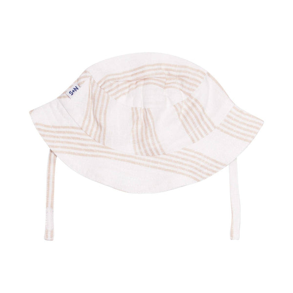 Linen Sun Hat in Desert Mirage Stripe: Beige