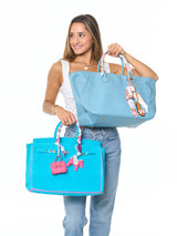 Hampton's "Designer" Inspired Tote Bag - 7 colors !!!: Turquoise/Pink