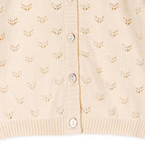 Milan Pointelle Knit Ruffle Baby Cardigan Sweater (Organic): Cream