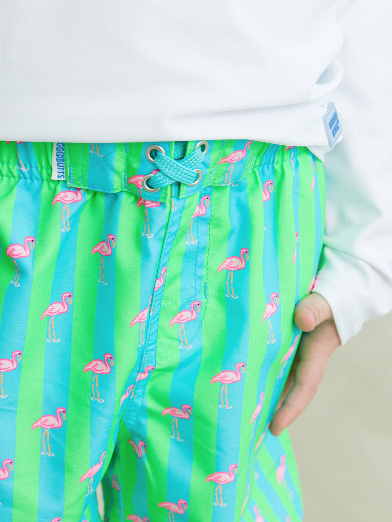 Boys Neon Flamingo Stripe Swim Trunks
: Green / 0-3m