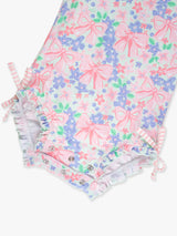 Baby Girls Bow Blooms Long Sleeve One Piece Rash Guard Swimsuit with Signature Rear Ruffles: Multi-Color / 12-18m