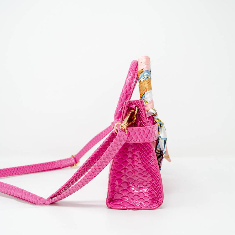 Crocodile Scarf Handbag: Hot Pink