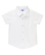 Boys White Dobby Short Sleeve Button Down Shirt: White