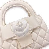 B1360 Floral Applique Quilted Bag (4 Colors): IVORY