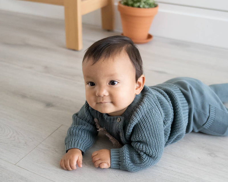 Baby Side Pocket Sweater Knit Pants FW23 (Organic Cotton): 0-3 Month / Teal Blue
