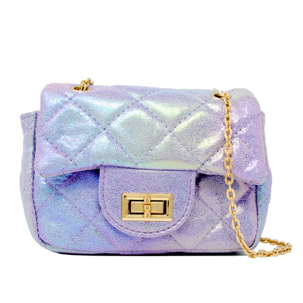 Classic Quilted Shiny Mini Bag: Pearl