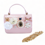 B1236 Floral & Charms Patent Leather Purse: PINK