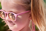Pretty in Pink Polarized Keyhole Sunglasses w/ Mirrored Lens: Ages 6+