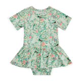 Sage Blossom Bamboo Twirl Dress with Bodysuit