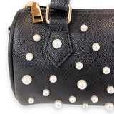 B1312 Pearl Studs Leather Barrel Bag (4 Colors): Pink