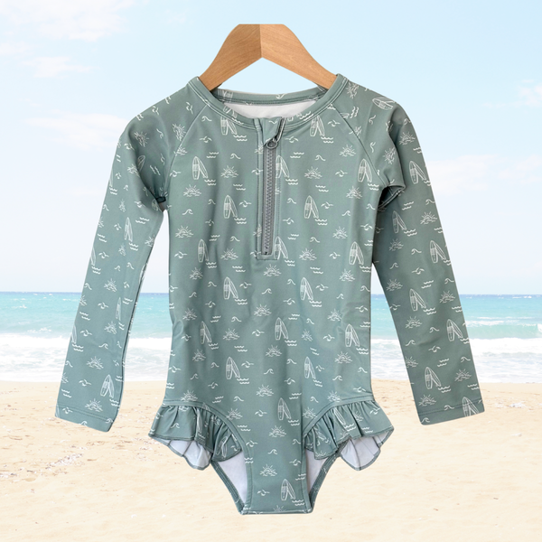 Sage Surfer Long Sleeve Swimsuit: