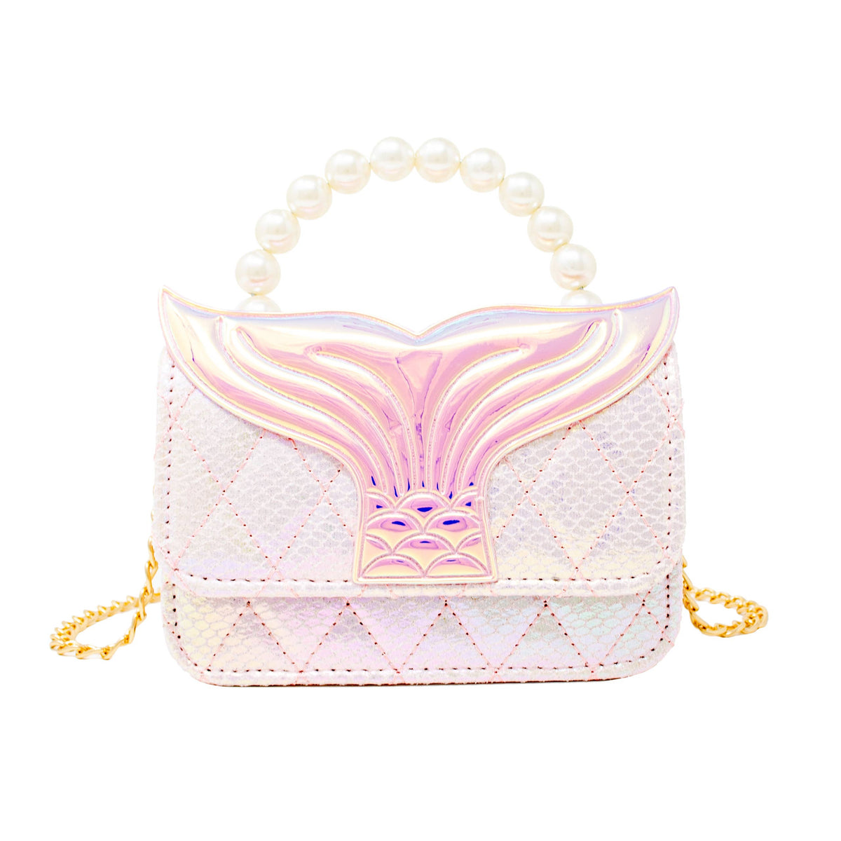 Mermaid Tail Pearl Handle Bag: Blue