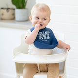Blue Ladies Pick Me Up Wonder Bib by Bella Tunno, soft fabric with adjustable neck straps for baby feeding protection.