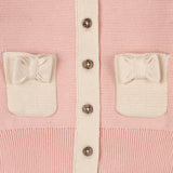 Lily Bow Pockets Sweater Knit Baby Cardigan: Rosewood Pink / 18-24M