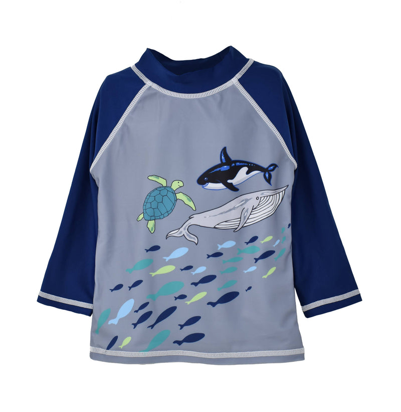 Boys Graphic Rash Guard Swim Top: Blue Ombre