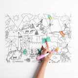 Silicone Reusable Coloring Tablemat for Kids - Dinosaurs