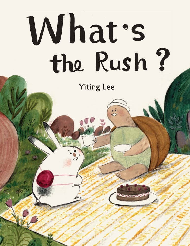 Cover of "What's the Rush" book by Chronicle Books showing colorful abstract artwork and bold title text.