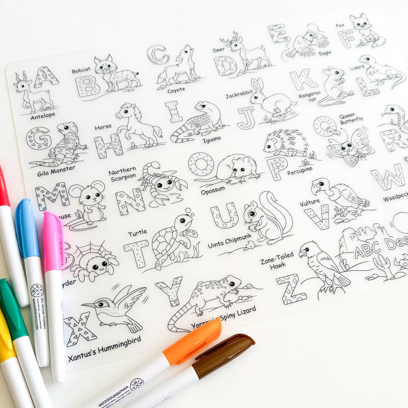 Silicone Reusable Coloring Mat Kids Bundle - Desert Animals