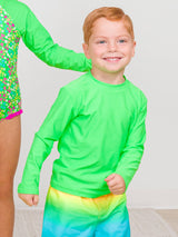 Boys Neon Lime Long Sleeve Rash Guard: Green