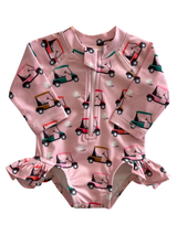 Pink Golf Cart / Skipper Rashguard Swimsuit / UPF 50+ (Baby)