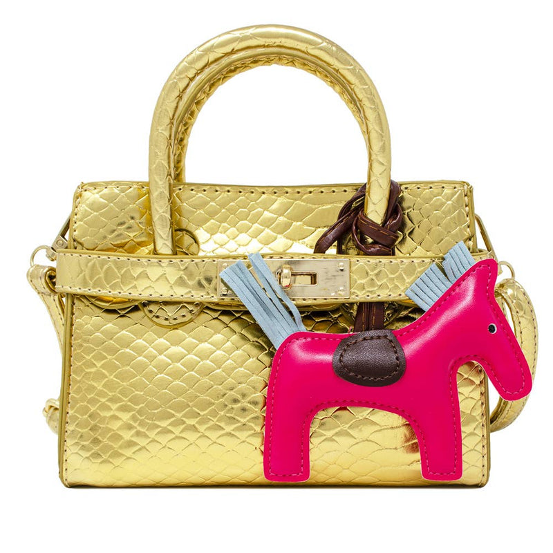 Crocodile Pony Handbag: Lavender