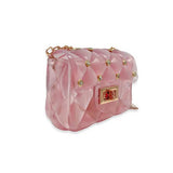 B3001 Rhinestone Stud Quilted Jelly Purse (4 Colors): FUCHSIA