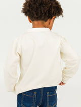 Boys Ivory Knit Long Sleeve Henley Tee: Off-White