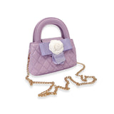 B1360 Floral Applique Quilted Bag (4 Colors): IVORY