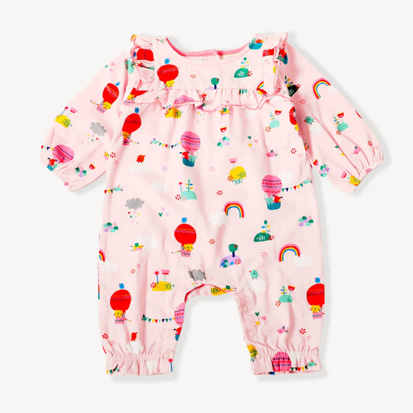 Balloon Ruffle Jumpsuit Romper (Organic Cotton): Blush