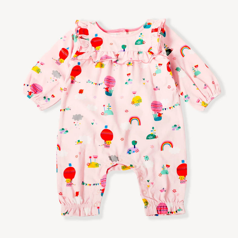 Balloon Ruffle Jumpsuit Romper (Organic Cotton): Blush