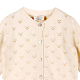 Milan Pointelle Knit Ruffle Baby Cardigan Sweater (Organic): Cream