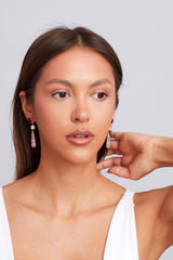 Scarlett Earring Gold Plated - Pearl Rose Quartz & Pink Jade