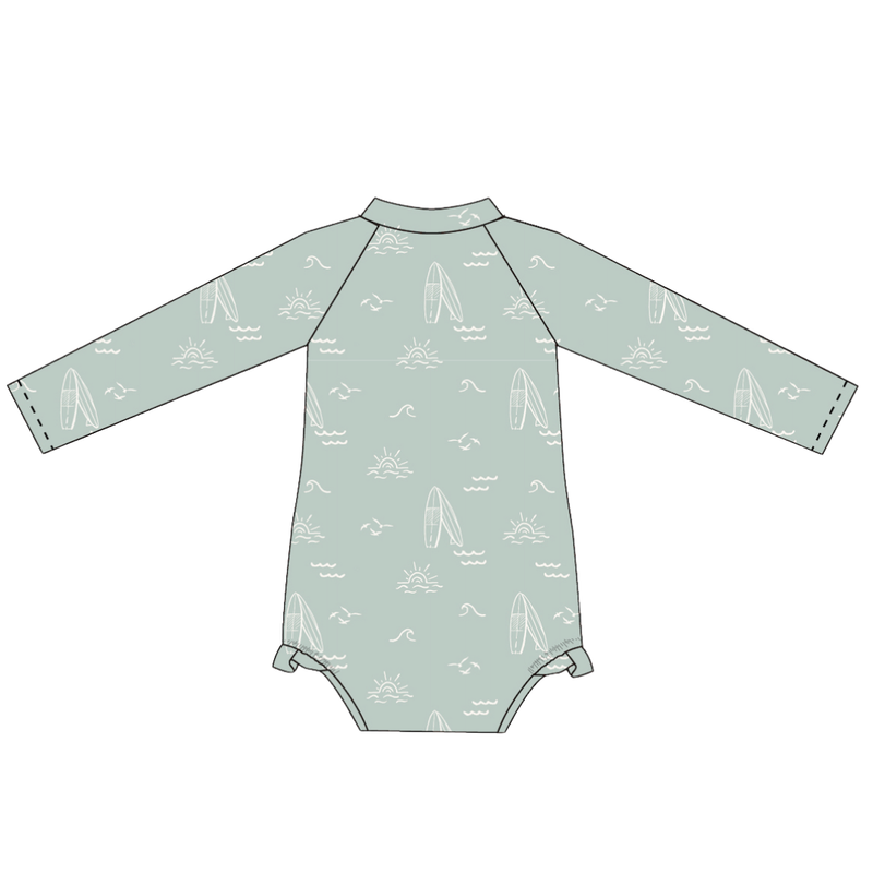 Sage Surfer Long Sleeve Swimsuit: