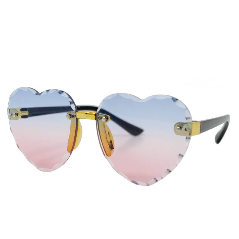 Frameless Heart Sunglasses for Kids: Pink