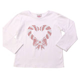Rhinestone Candy Cane Heart Long Sleeve: White / 3 mo