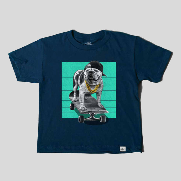 Kids Bulldog Skateboarding T-Shirt Animal Graphic Tee: 2