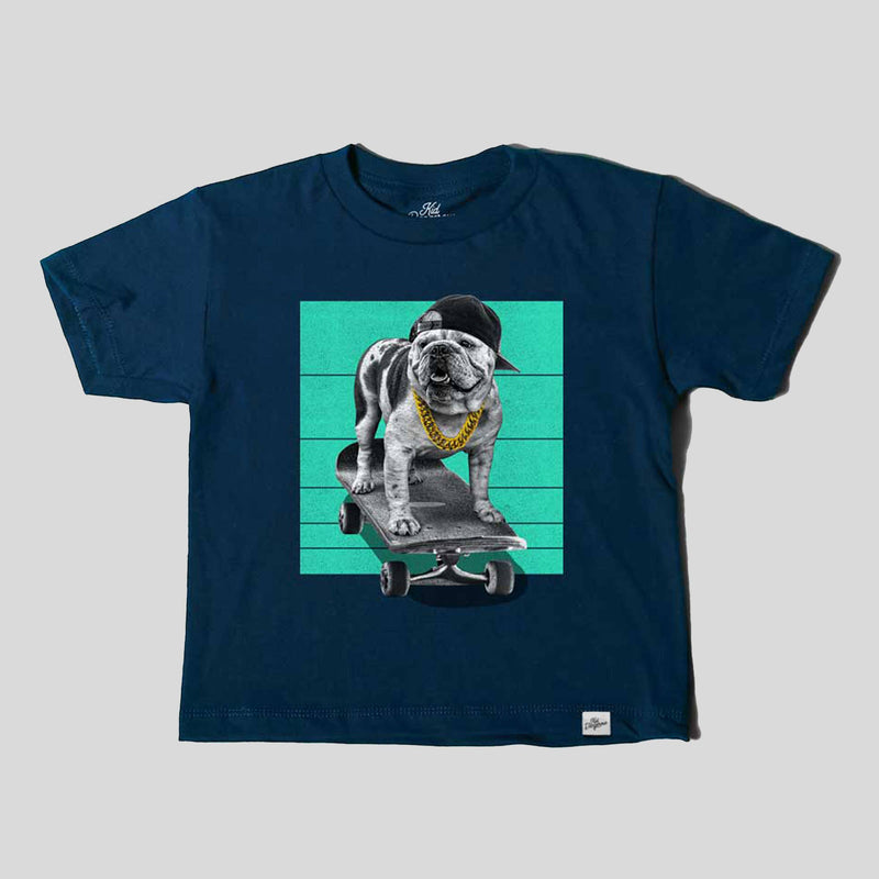 Kids Bulldog Skateboarding T-Shirt Animal Graphic Tee: 2