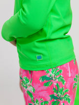 Boys Neon Lime Long Sleeve Rash Guard: Green