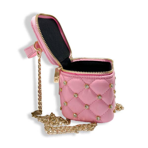 B1341 Embellished Vanity Quilted Purse (5 Colors): DARK PINK