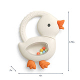 Itzy Ritzy Bitzy Shake silicone teether with cherries design and attached rattle for babies to chew and shake.