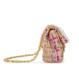Classic Tweed Handbag with Pearls: Pink