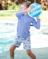Boys Ocean Camo Swim Trunks: Blue