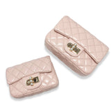 B1336& B1337  Pearl Closure Quilted Purse (6 Colors): Purple / B1336 - SMALL