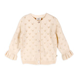 Milan Pointelle Knit Ruffle Baby Cardigan Sweater (Organic): Cream