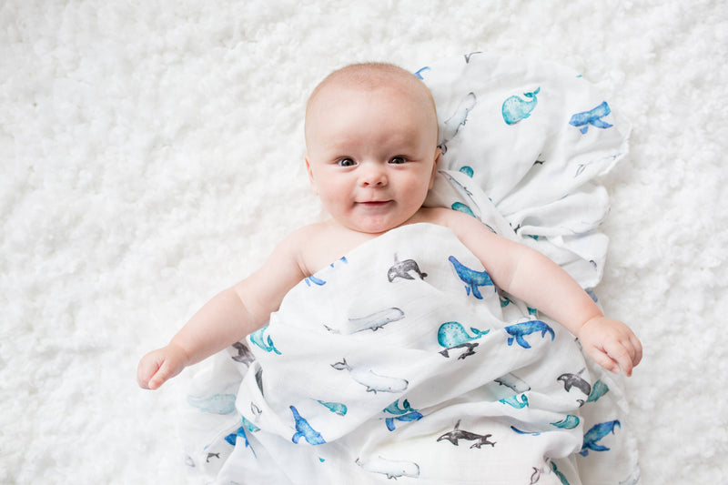 Deluxe Bamboo Swaddle - Whales