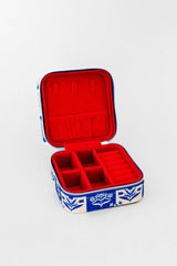 Travel Jewelry Organizer, Blue Plaid Floral
