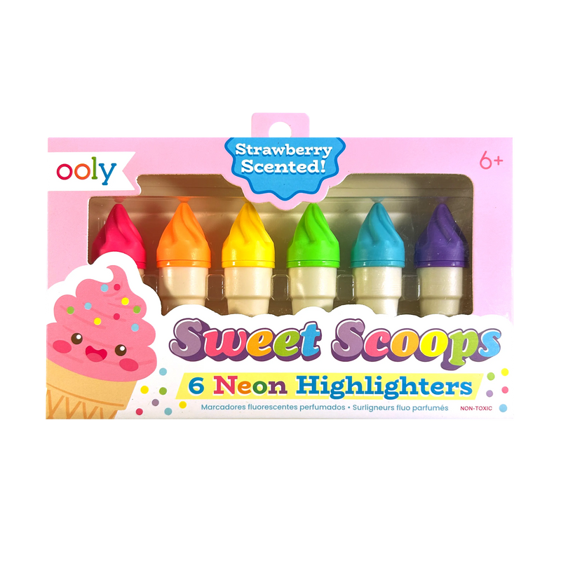 Sweet Scoops: Neon Highlighters - Strawberry Scent (Set of 6)