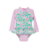 Baby Girls UPF50+ Alissa Infant Ruffle Rash Guard Swimsuit: Seaside Palms